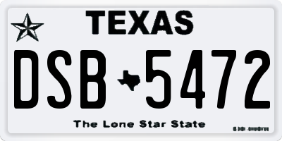 TX license plate DSB5472