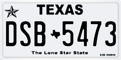 TX license plate DSB5473