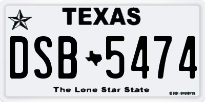TX license plate DSB5474