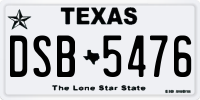 TX license plate DSB5476