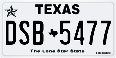 TX license plate DSB5477