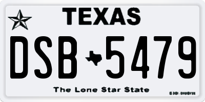 TX license plate DSB5479