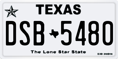TX license plate DSB5480