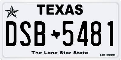 TX license plate DSB5481