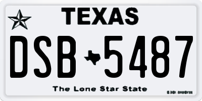 TX license plate DSB5487
