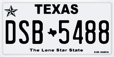 TX license plate DSB5488