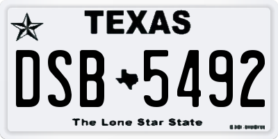 TX license plate DSB5492