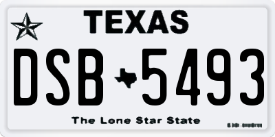 TX license plate DSB5493
