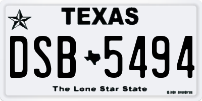 TX license plate DSB5494