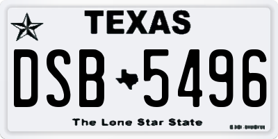 TX license plate DSB5496