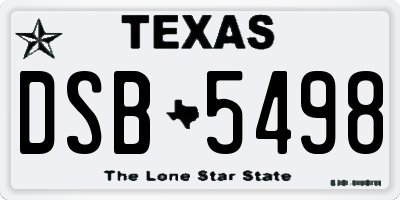 TX license plate DSB5498