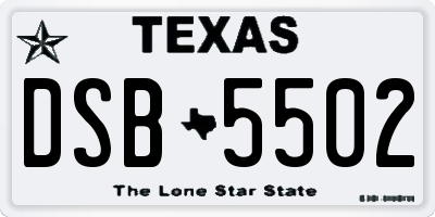 TX license plate DSB5502