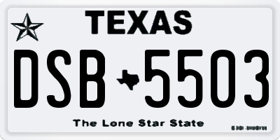 TX license plate DSB5503