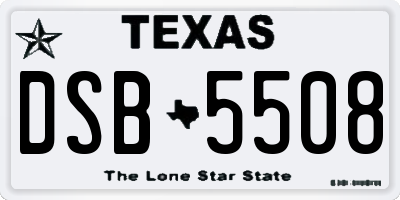 TX license plate DSB5508