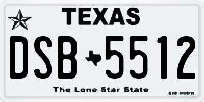 TX license plate DSB5512
