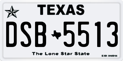 TX license plate DSB5513