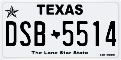 TX license plate DSB5514