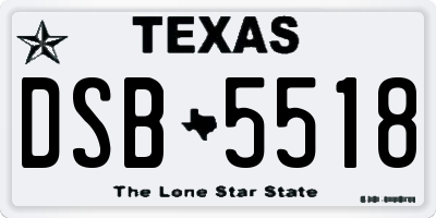 TX license plate DSB5518