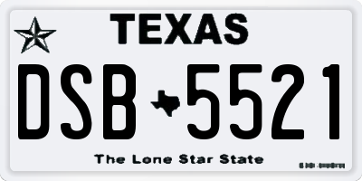 TX license plate DSB5521
