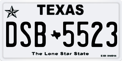 TX license plate DSB5523