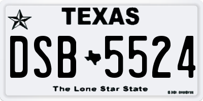 TX license plate DSB5524
