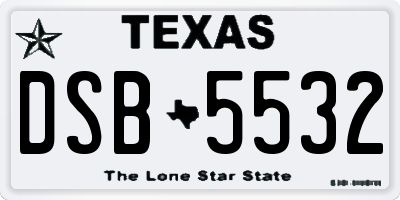 TX license plate DSB5532