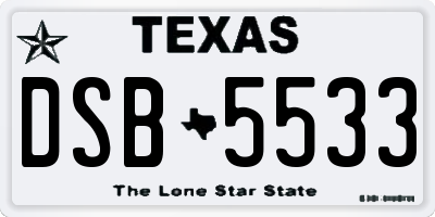 TX license plate DSB5533