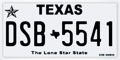 TX license plate DSB5541