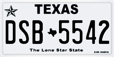 TX license plate DSB5542