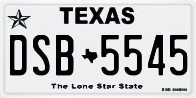 TX license plate DSB5545