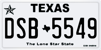 TX license plate DSB5549