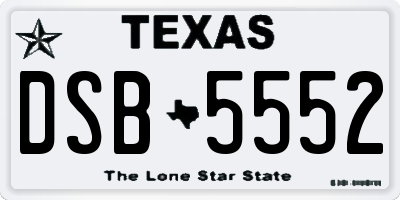 TX license plate DSB5552
