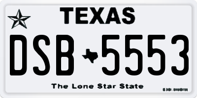 TX license plate DSB5553