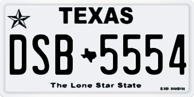 TX license plate DSB5554