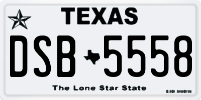 TX license plate DSB5558