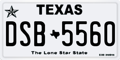 TX license plate DSB5560