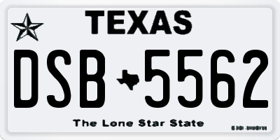TX license plate DSB5562