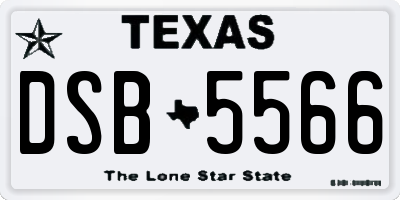 TX license plate DSB5566