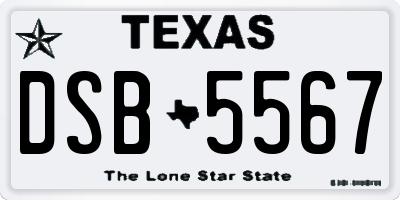 TX license plate DSB5567