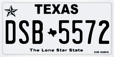 TX license plate DSB5572