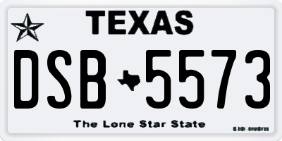 TX license plate DSB5573