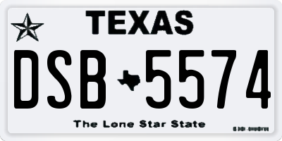 TX license plate DSB5574