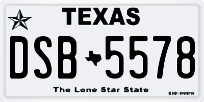 TX license plate DSB5578