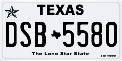 TX license plate DSB5580