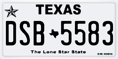 TX license plate DSB5583