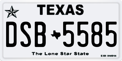 TX license plate DSB5585