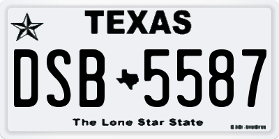 TX license plate DSB5587