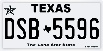 TX license plate DSB5596