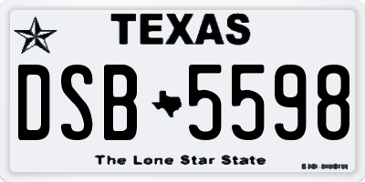 TX license plate DSB5598
