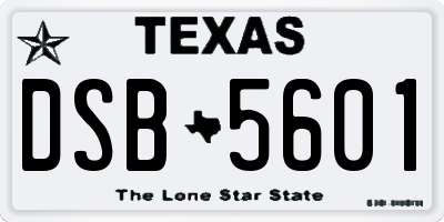 TX license plate DSB5601